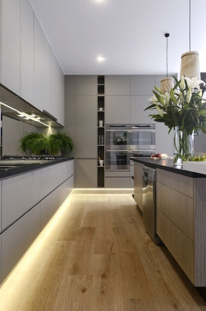 Colors in modern kitchens gray and beige 2