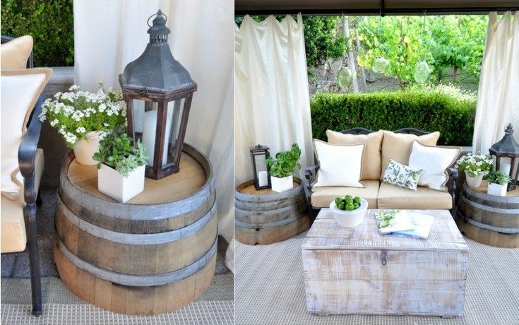 Garden decorations made of wood wine barrel 7