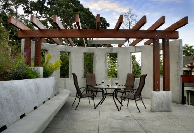 Modern pergola beautiful seats in the garden 7