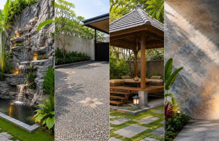 Elemen hardscape untuk landscape taman